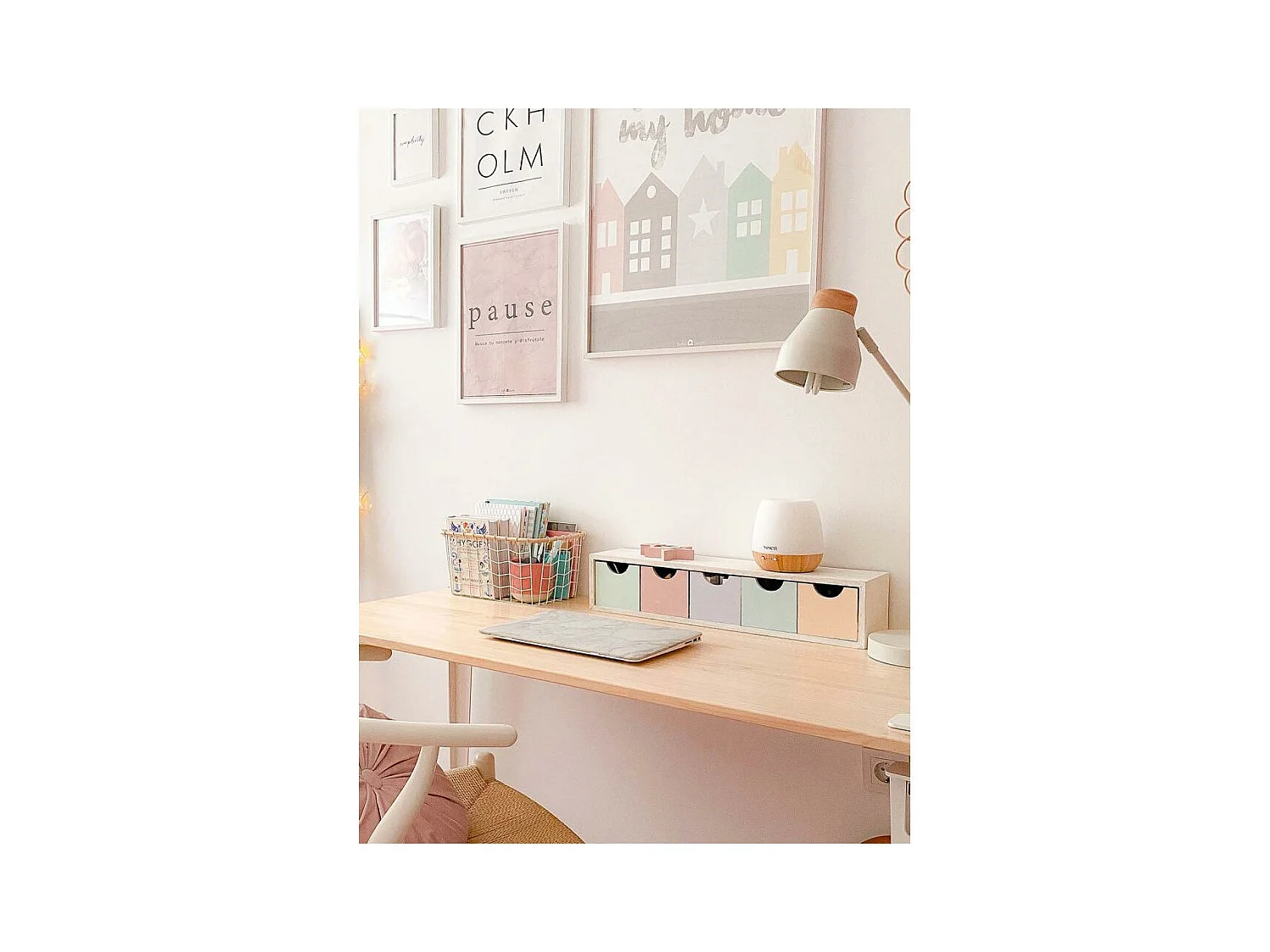 Mini rangement bloc en pin brut avec tiroirs 5 tiroirs