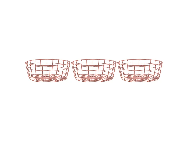 Corbeille en métal rose (Lot de 3)