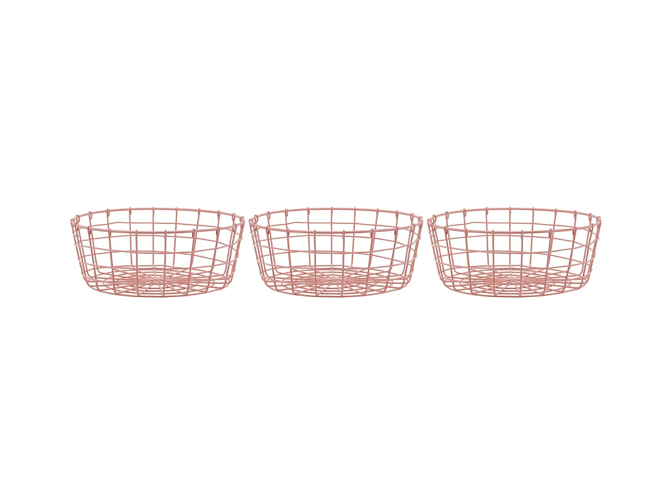 Corbeille en métal rose (Lot de 3)