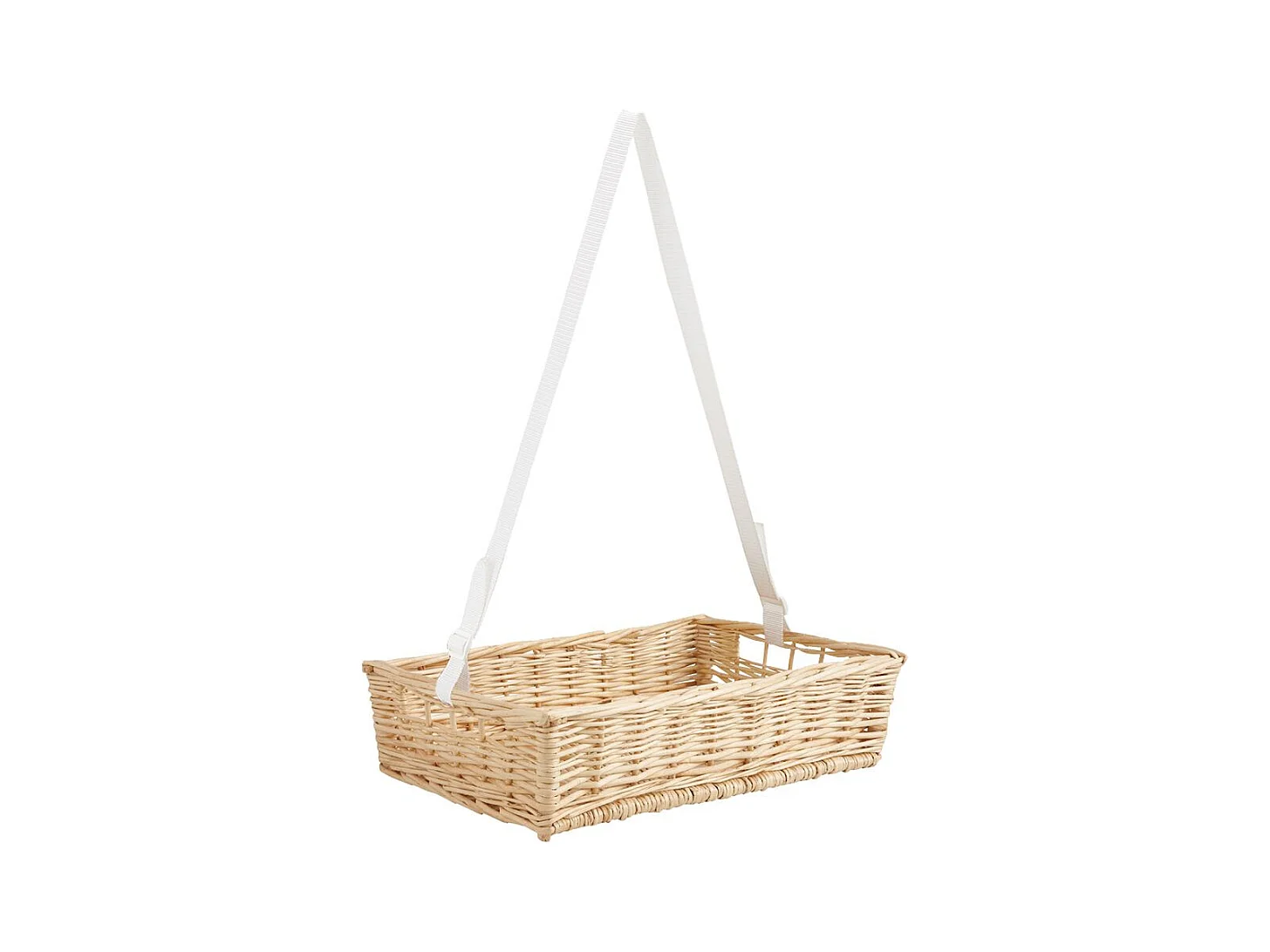 Manne en osier naturel avec passe-main Panier 60 x 40 cm + sangle ajustable à poser