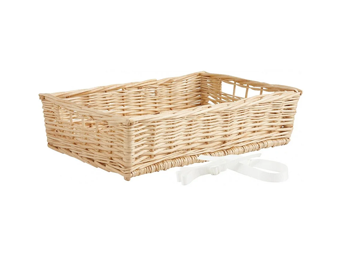 Manne en osier naturel avec passe-main Panier 60 x 40 cm + sangle ajustable à poser