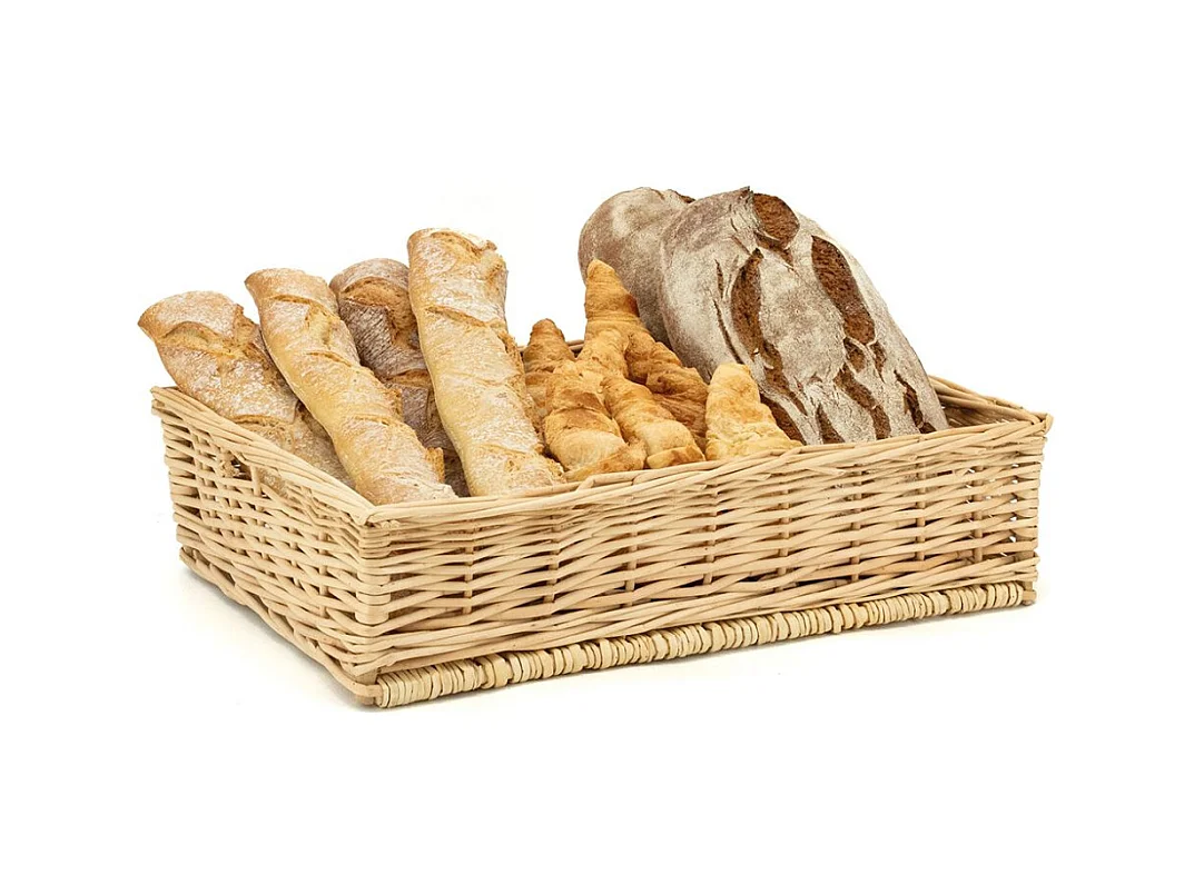 Manne en osier naturel avec passe-main Panier 60 x 40 cm + sangle ajustable à poser