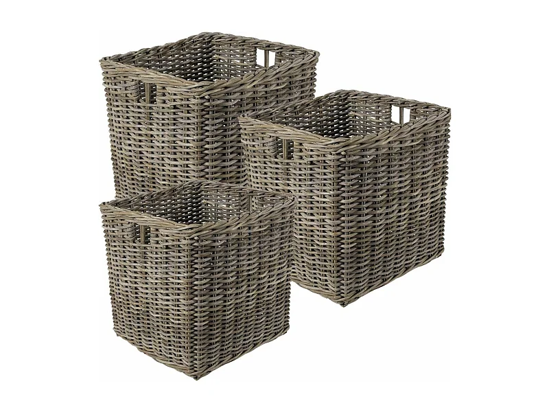 Corbeille en poelet gris (Lot de 3)