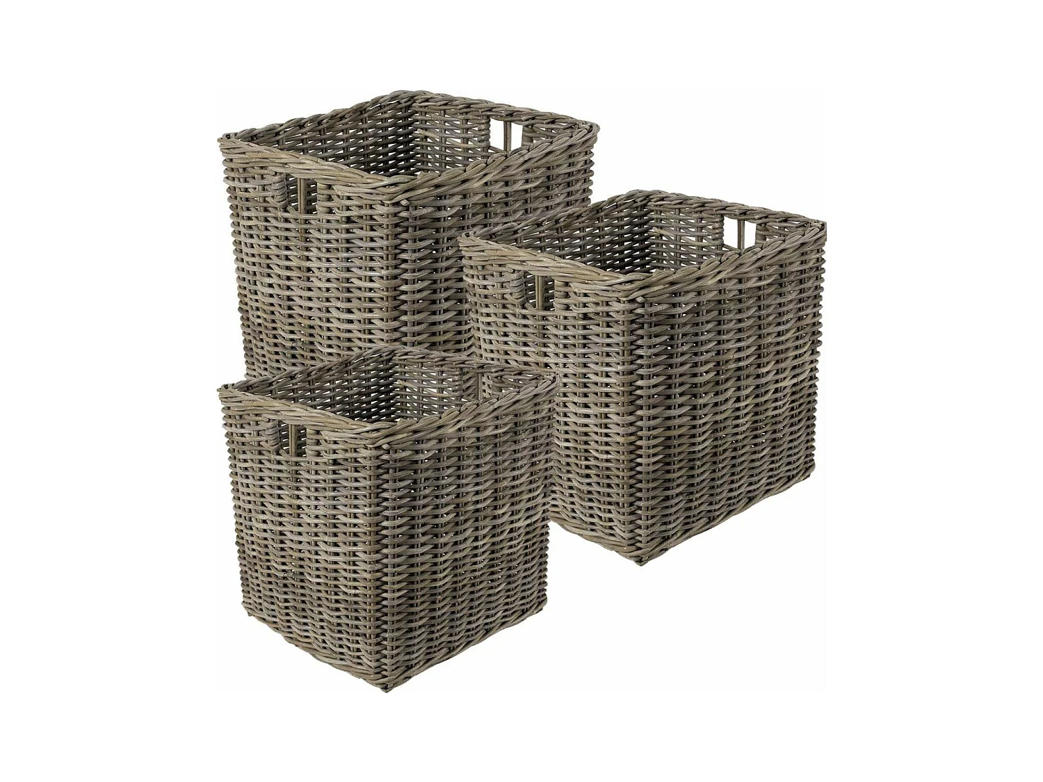 Corbeille en poelet gris (Lot de 3)