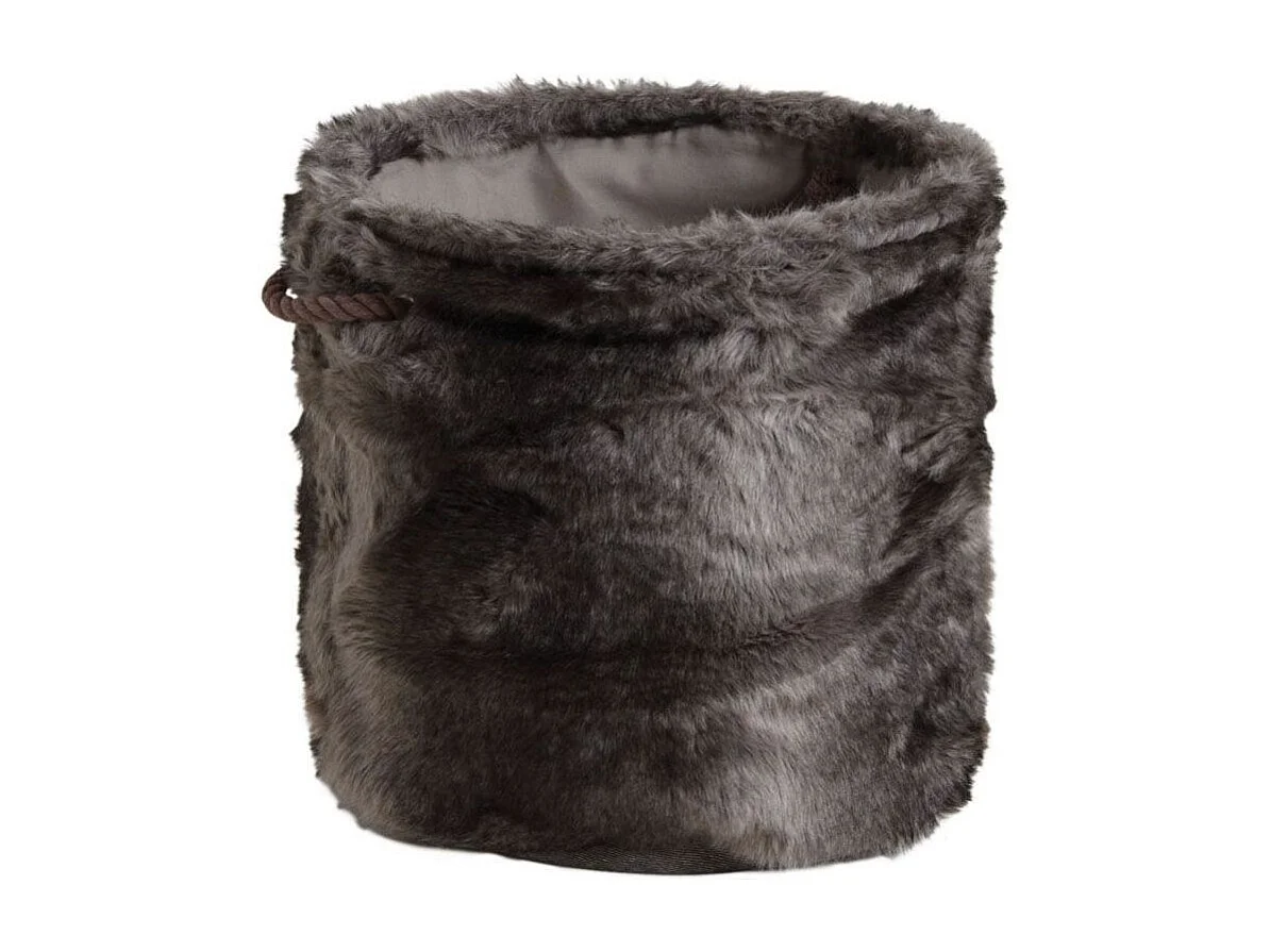 Corbeille de rangement ronde en imitation fourrure (Lot de 3)