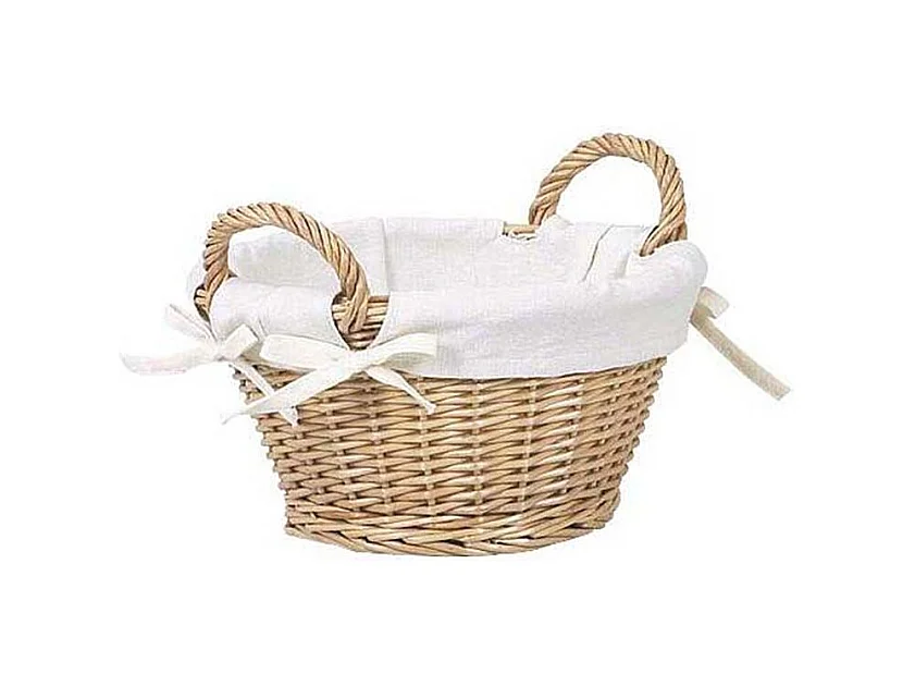 Corbeille en osier et coton avec anses