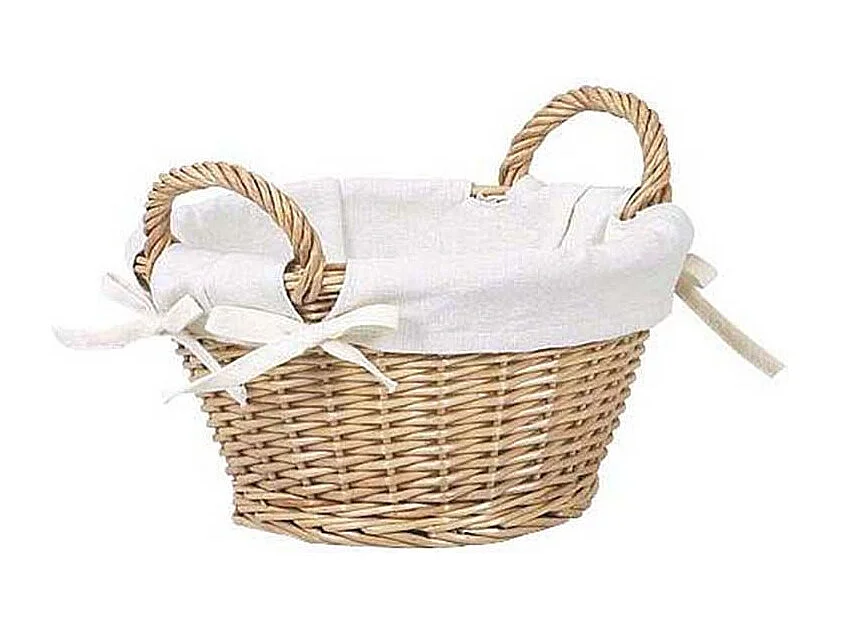 Corbeille en osier et coton avec anses