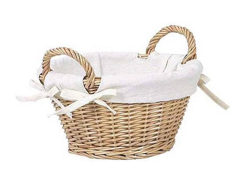Corbeille en osier et coton avec anses