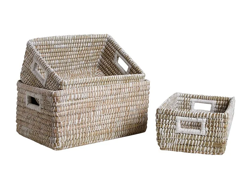 Corbeilles de rangement en jonc (Lot de 3)