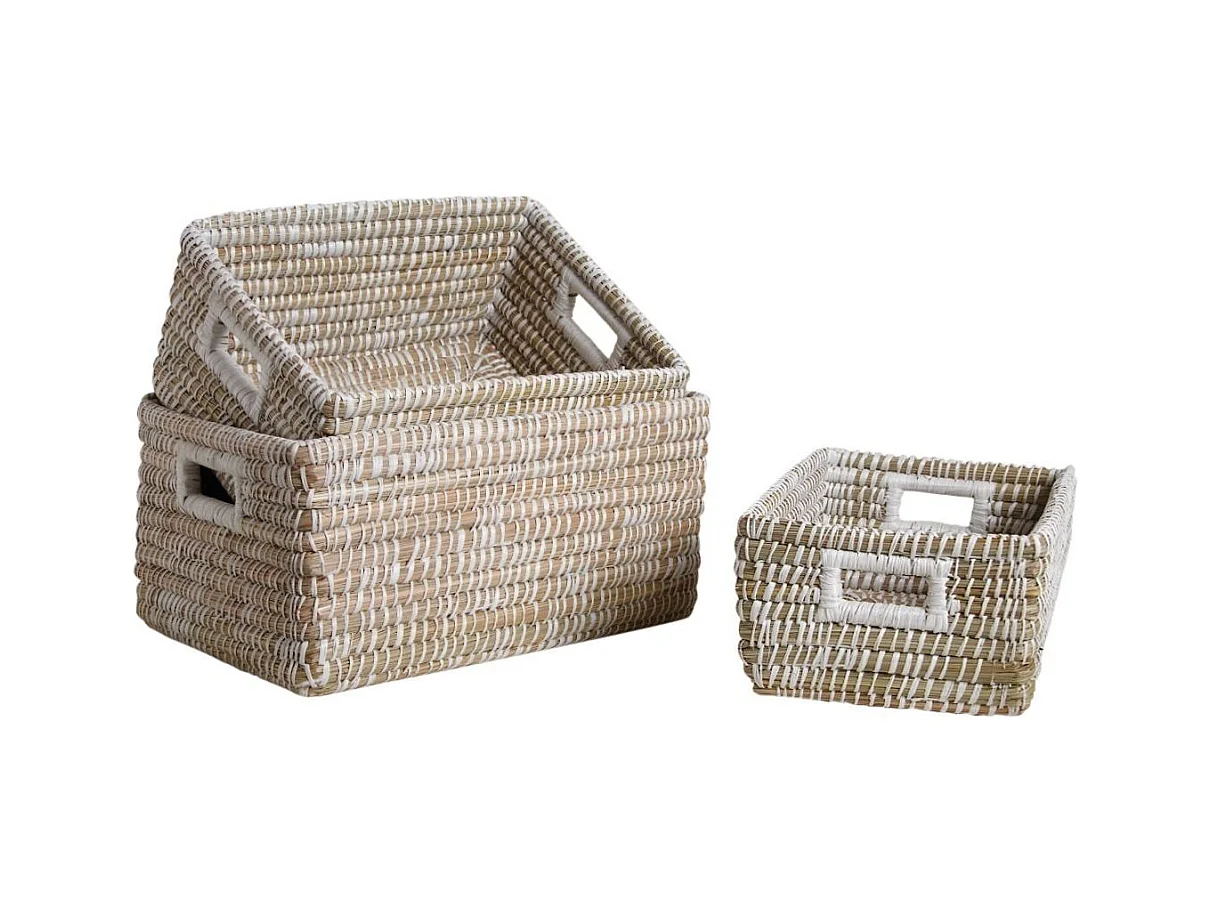 Corbeilles de rangement en jonc (Lot de 3)