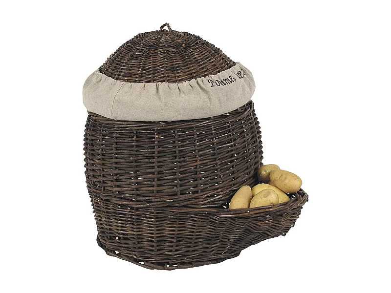 Patatière en osier brut et jute