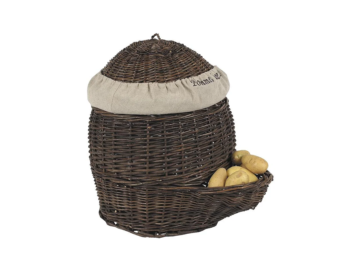 Patatière en osier brut et jute