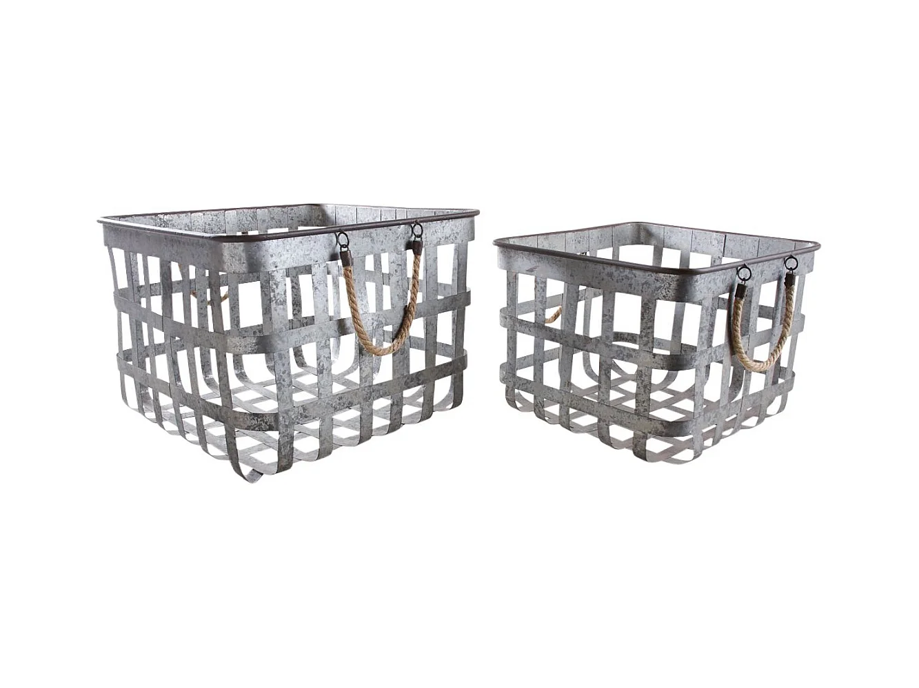 Corbeilles carrées en métal (Lot de 2)
