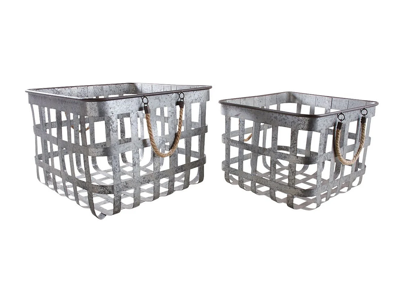Corbeilles carrées en métal (Lot de 2)