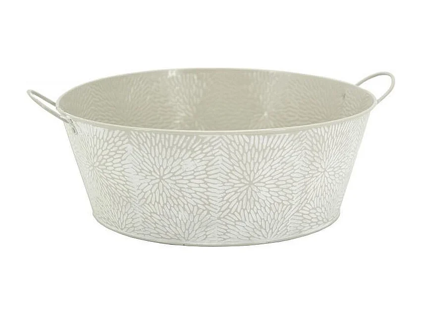 Runder Korb aus lackiertem Metall mit Blumenmuster 30 cm