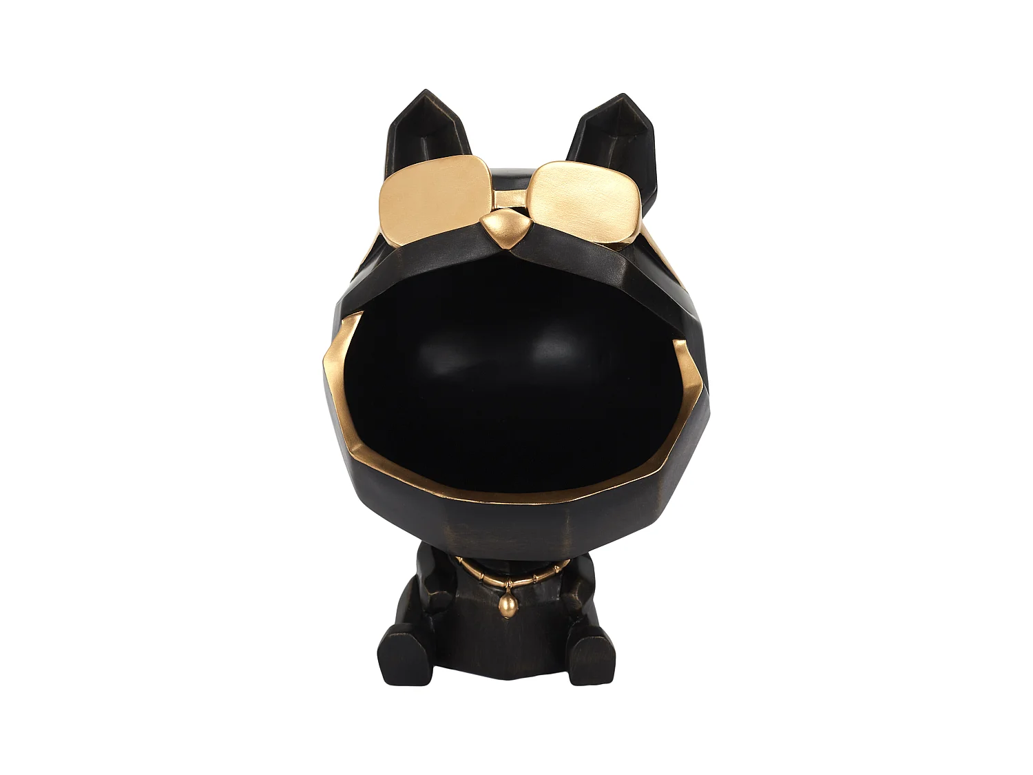 Sculpture Chien A Lunettes Noir Vide Poche Noir, Or