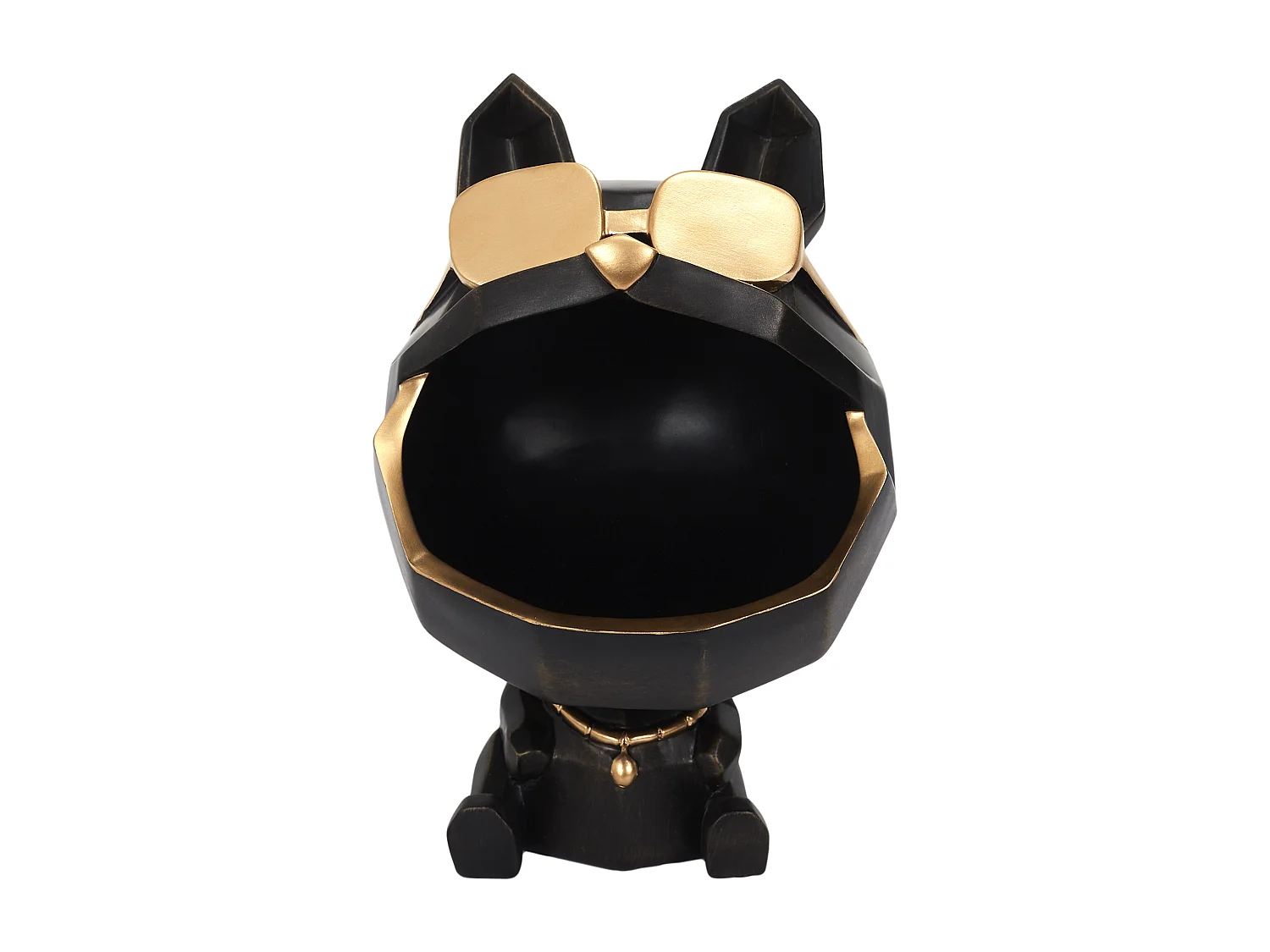 Sculpture Chien A Lunettes Noir Vide Poche Noir, Or