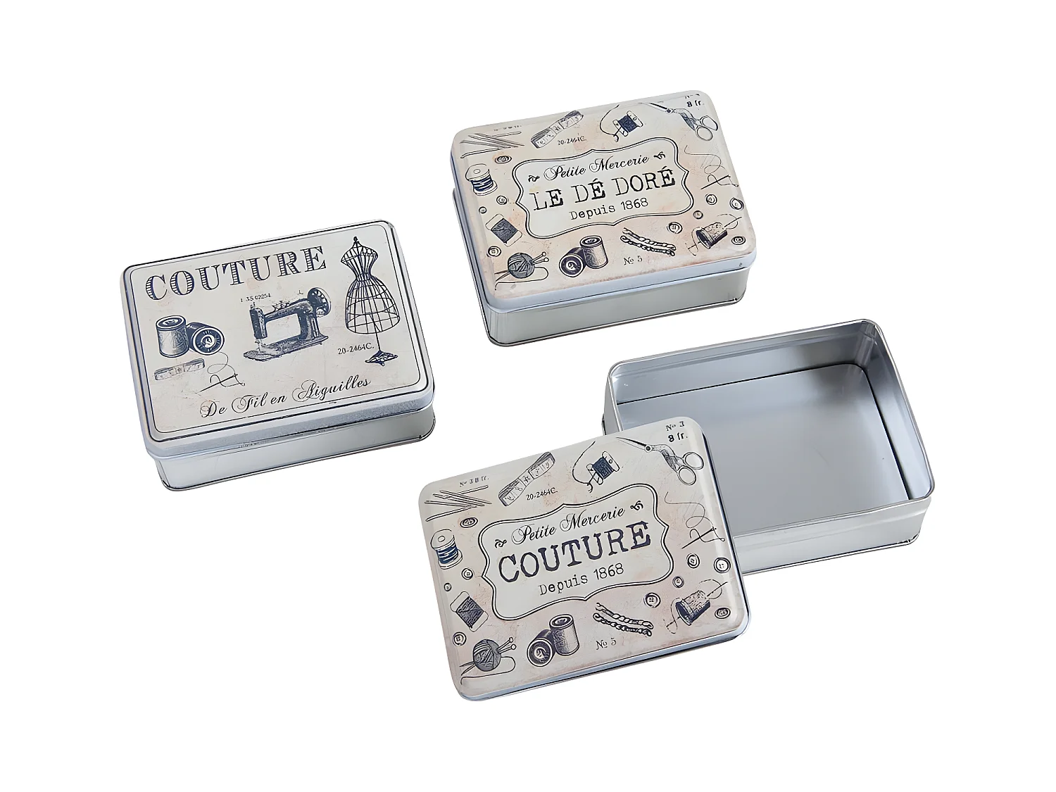 Boite en métal galvanisé Couture Petite boite couture (Unitaire)