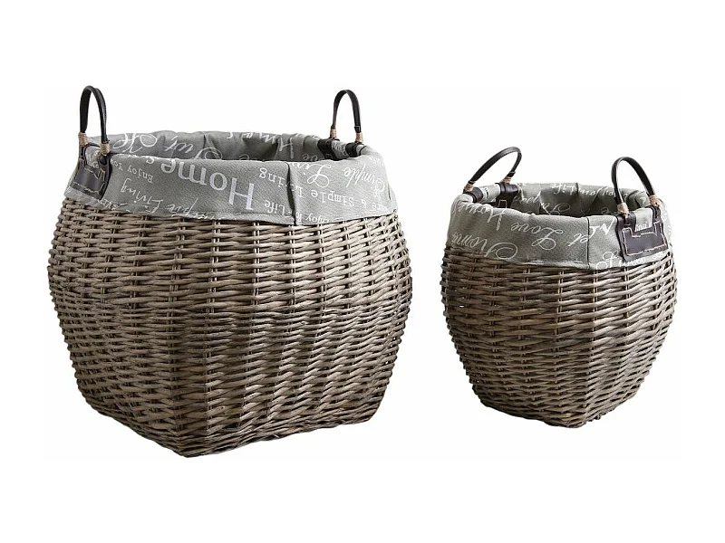 Corbeilles de rangement en osier gris (Lot de 2)