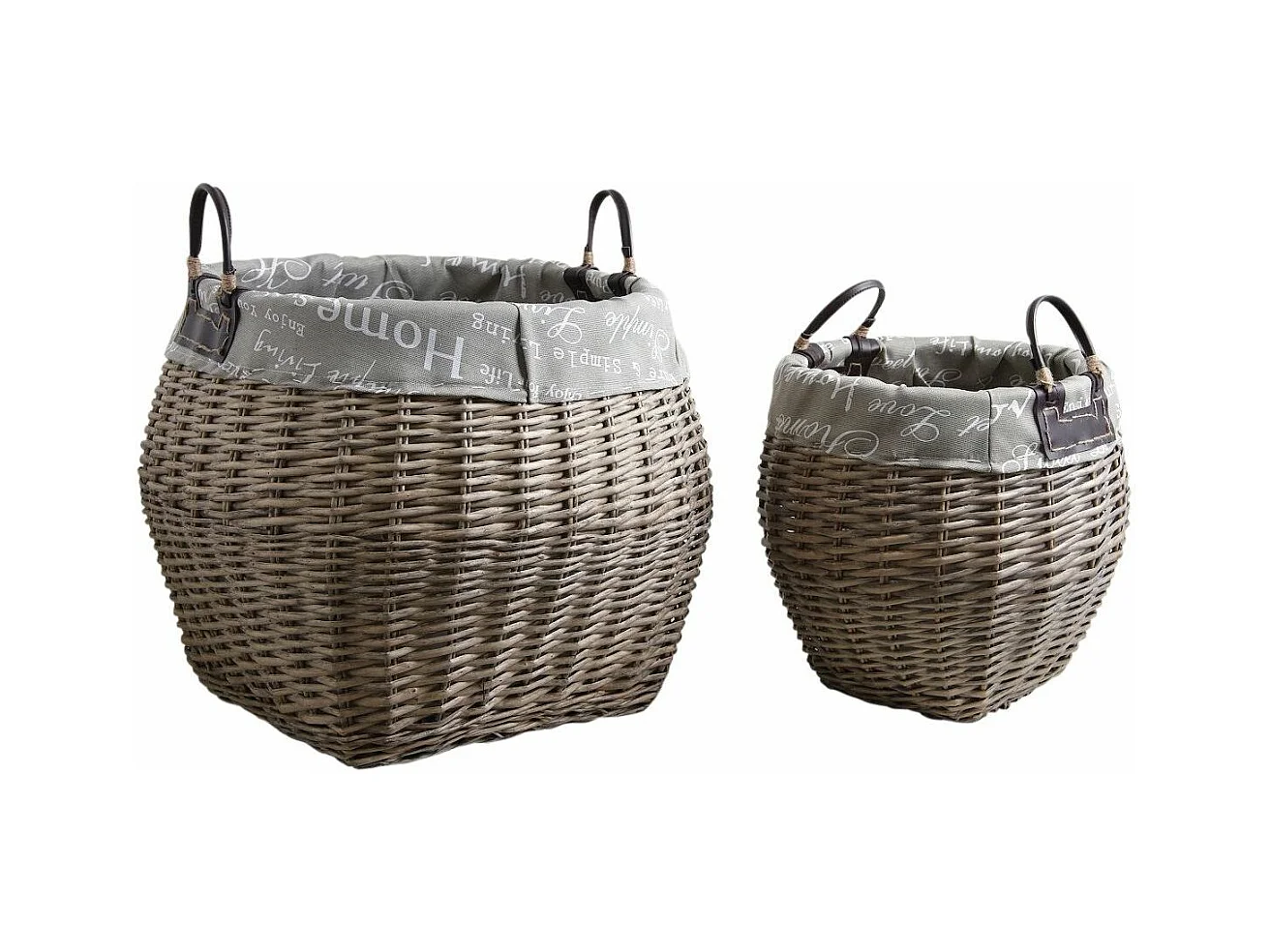Corbeilles de rangement en osier gris (Lot de 2)