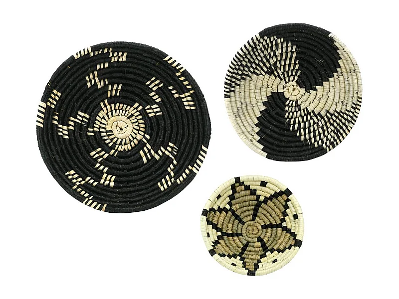 Corbeilles rondes en jonc (Lot de 3)