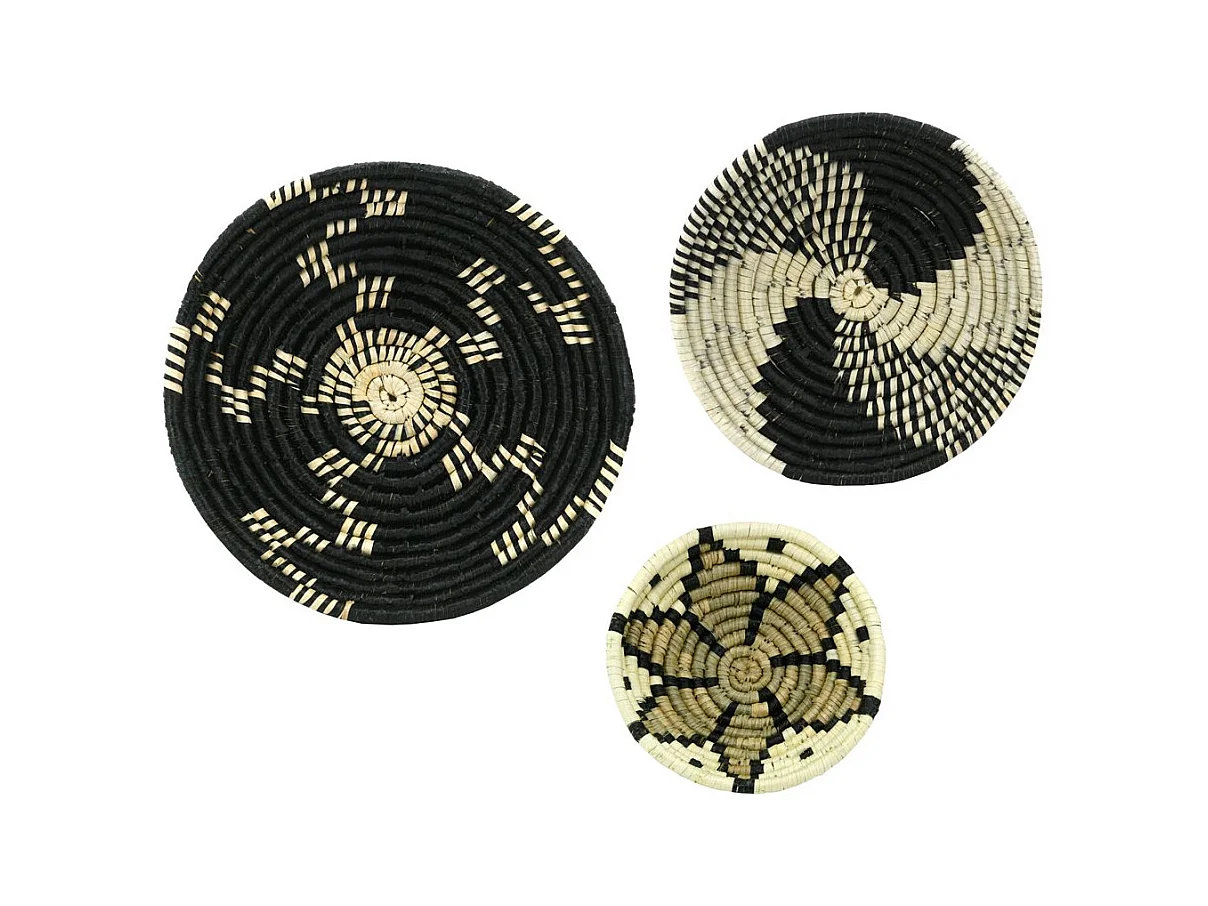 Corbeilles rondes en jonc (Lot de 3)