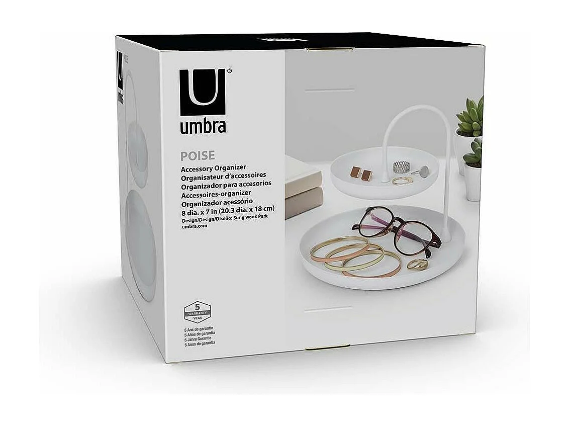 Vassoio tascabile dal design metallico Bianco