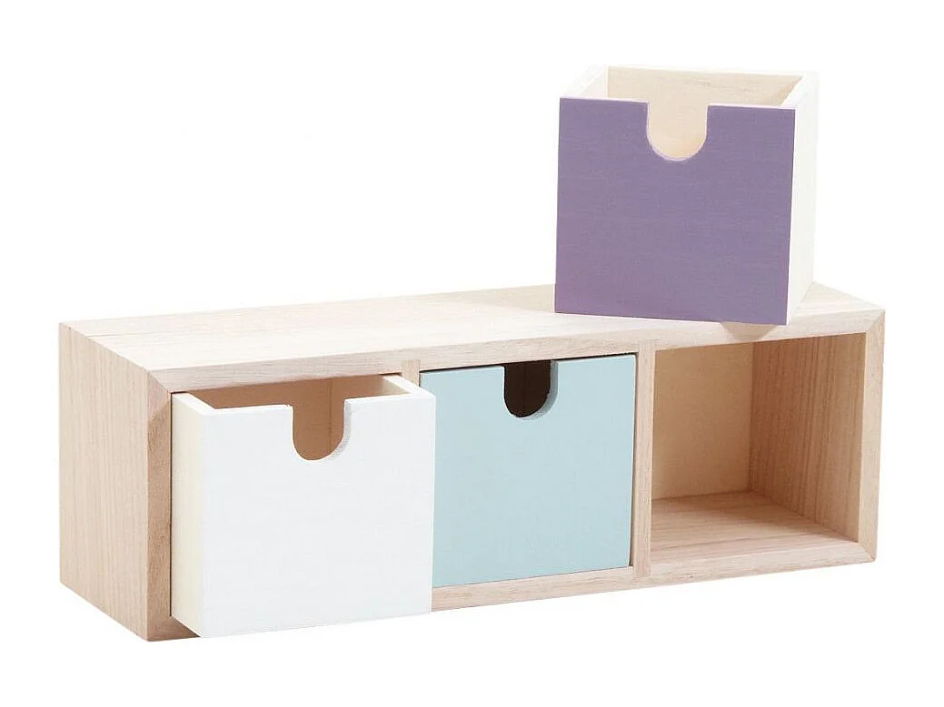 Petit rangement tiroirs colorés 3 tiroirs