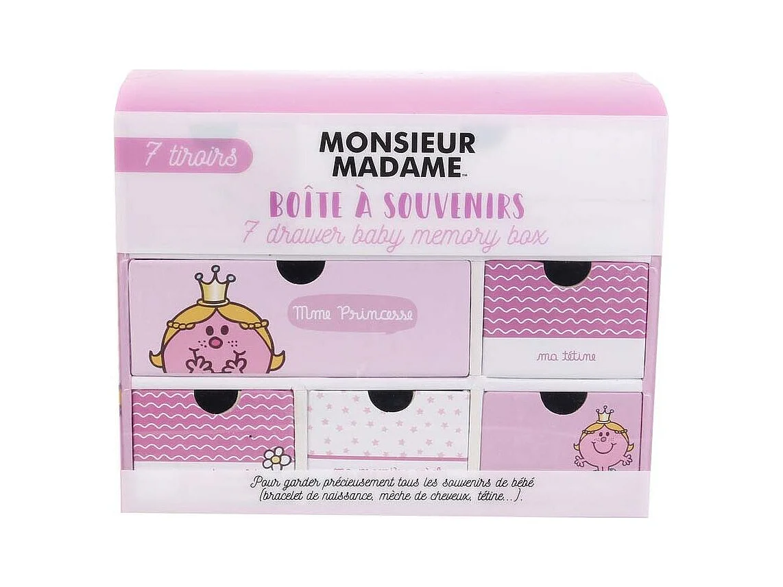 Boite à souvenirs naissance Monsieur Madame Mme Princesse