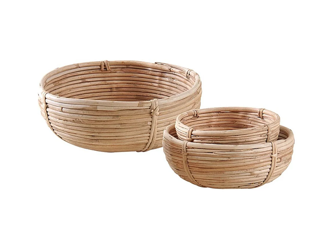 Corbeilles rondes en rotin naturel (lot de 3)