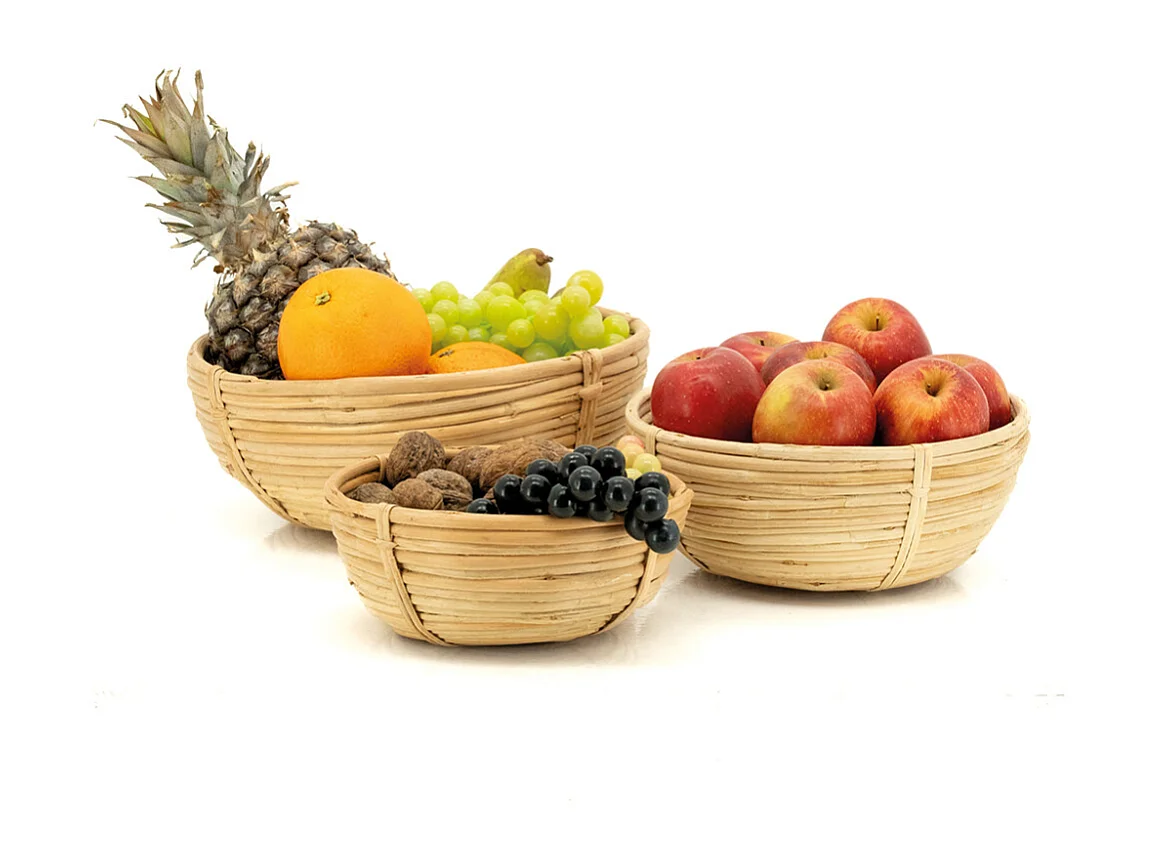 Corbeilles rondes en rotin naturel (lot de 3)