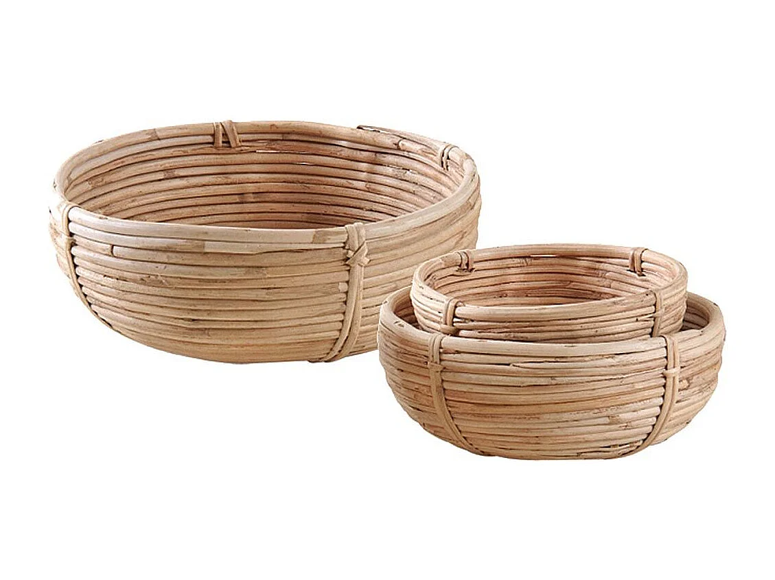 Corbeilles rondes en rotin naturel (lot de 3)