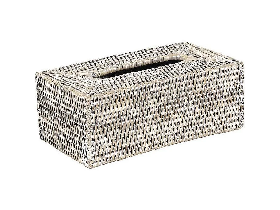 Boite à mouchoirs en rotin blanc