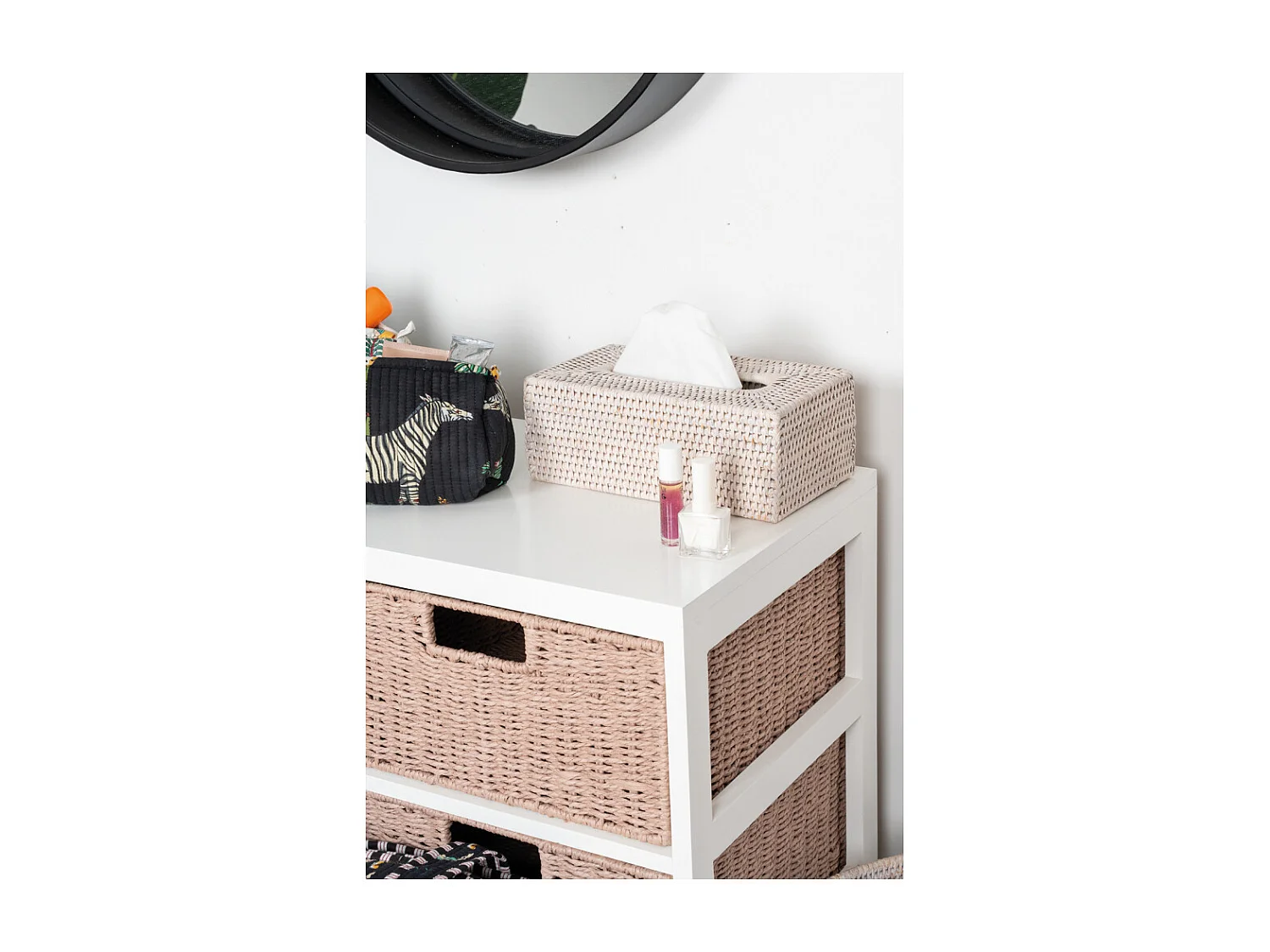 Boite à mouchoirs en rotin blanc