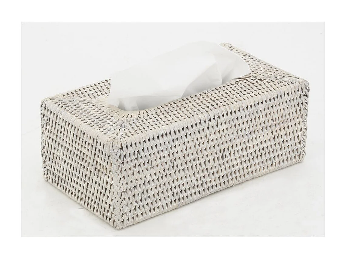 Boite à mouchoirs en rotin blanc