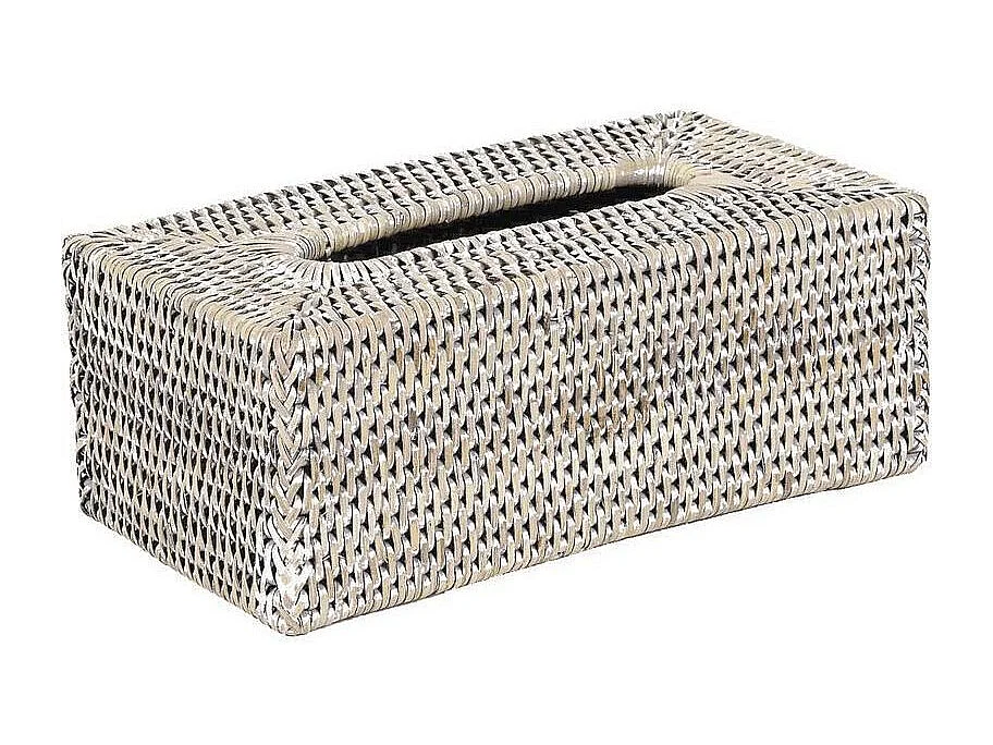 Boite à mouchoirs en rotin blanc