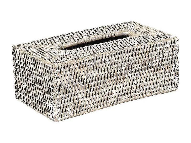 Boite à mouchoirs en rotin blanc