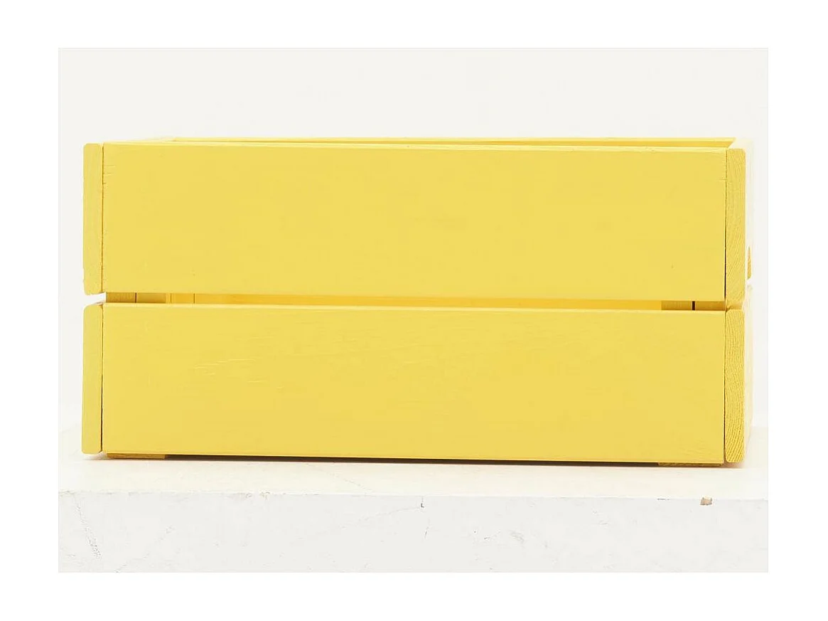 Caisse de rangement en pin petit modèle 31 x 23 x 15 cm Jaune