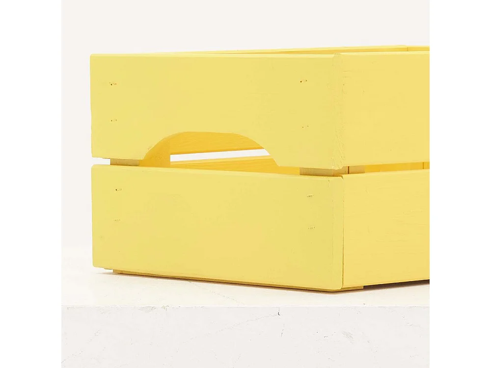 Caisse de rangement en pin petit modèle 31 x 23 x 15 cm Jaune