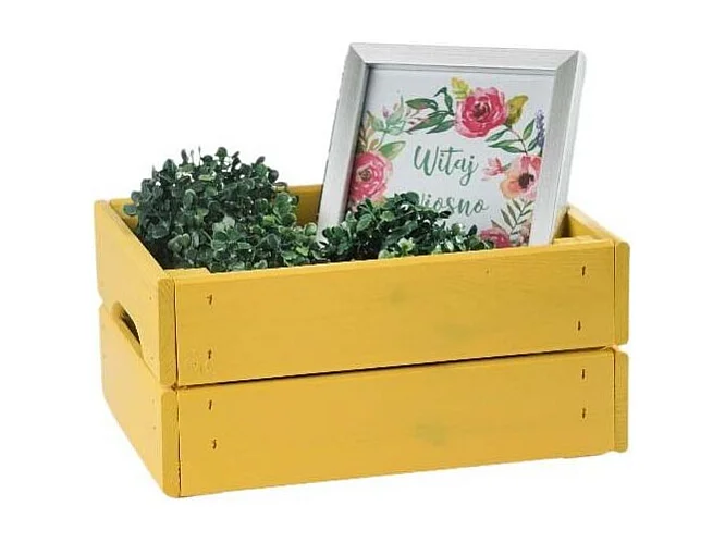Caisse de rangement en pin petit modèle 31 x 23 x 15 cm Jaune