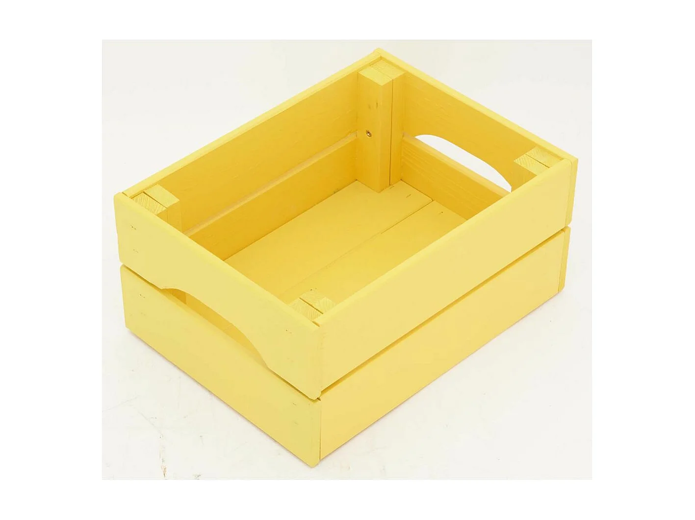 Caisse de rangement en pin petit modèle 31 x 23 x 15 cm Jaune