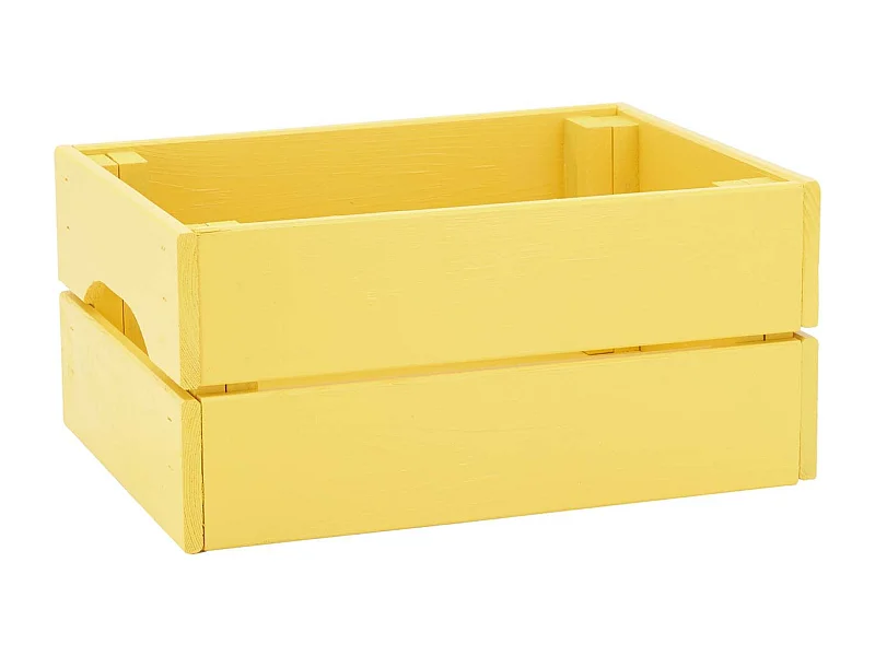 Caisse de rangement en pin petit modèle 31 x 23 x 15 cm Jaune