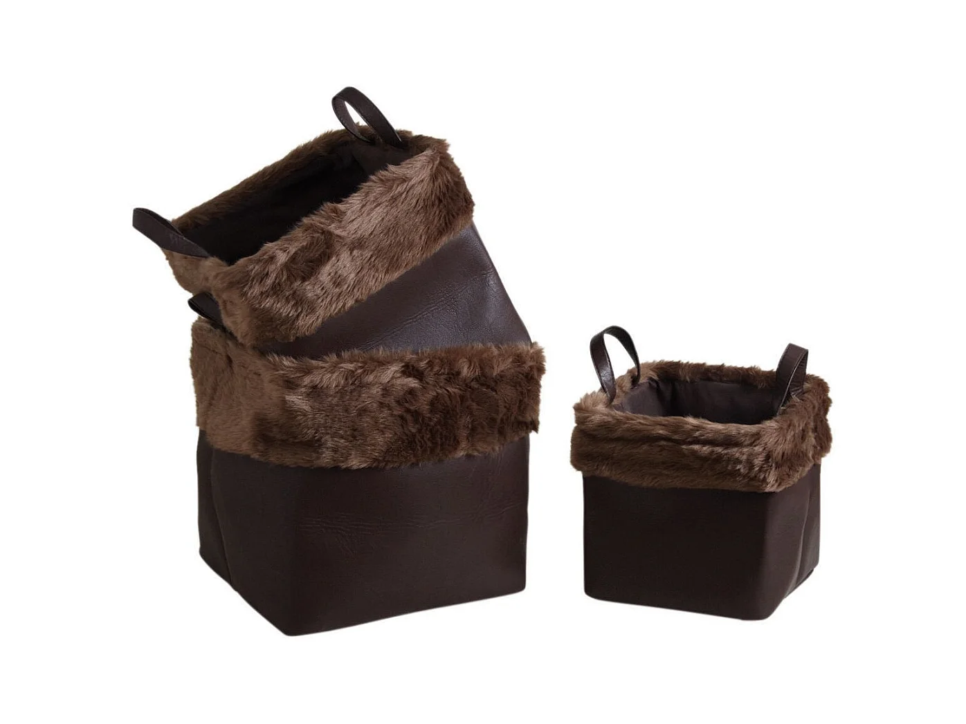 Corbeilles de rangement carrées avec fourrure synthétique (Lot de 3)
