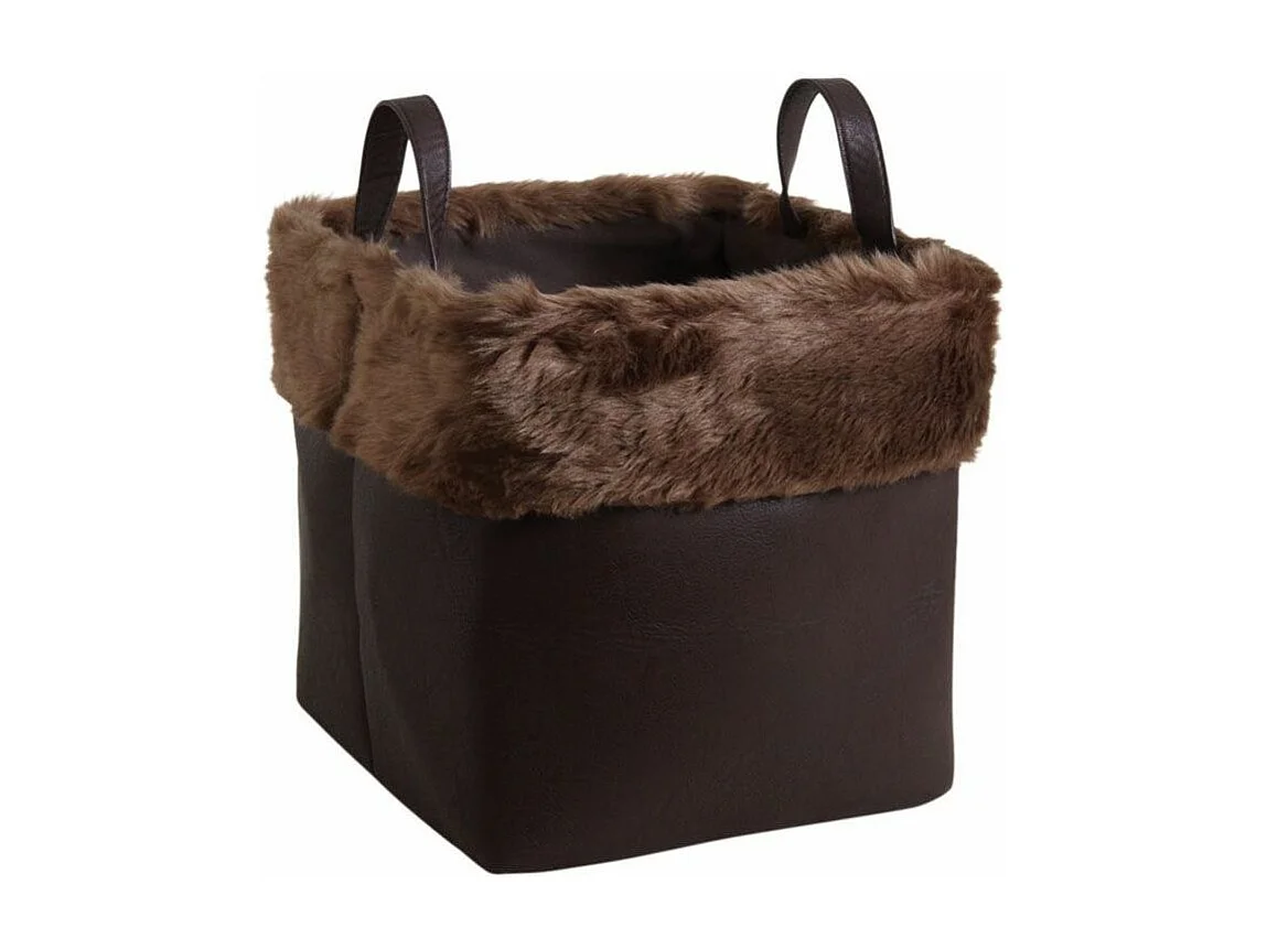 Corbeilles de rangement carrées avec fourrure synthétique (Lot de 3)