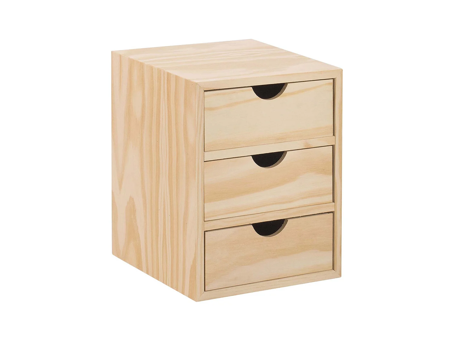 Mini rangement bloc en pin brut avec tiroirs 3 tiroirs