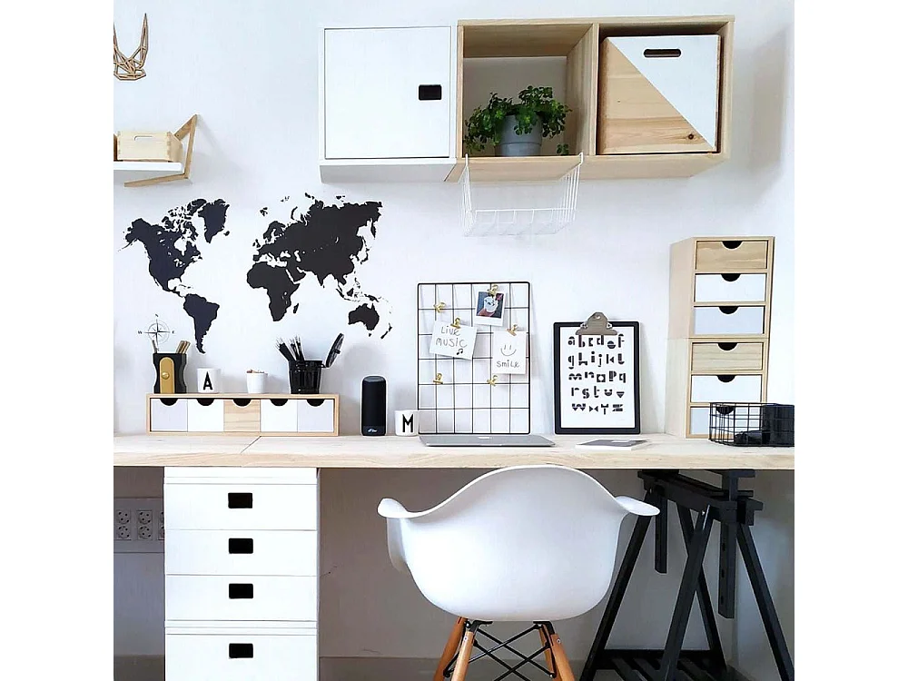 Mini rangement bloc en pin brut avec tiroirs 3 tiroirs