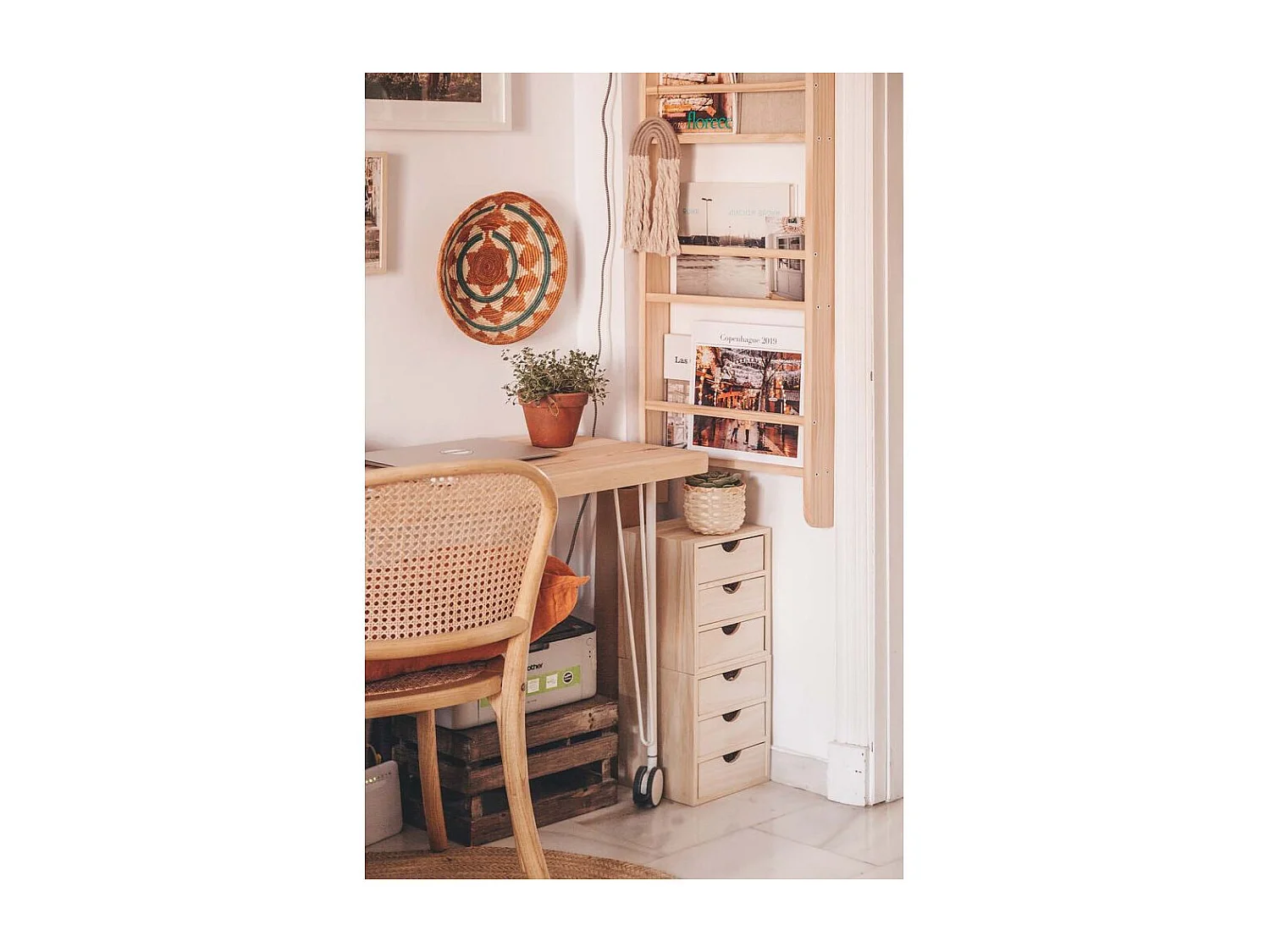 Mini rangement bloc en pin brut avec tiroirs 3 tiroirs