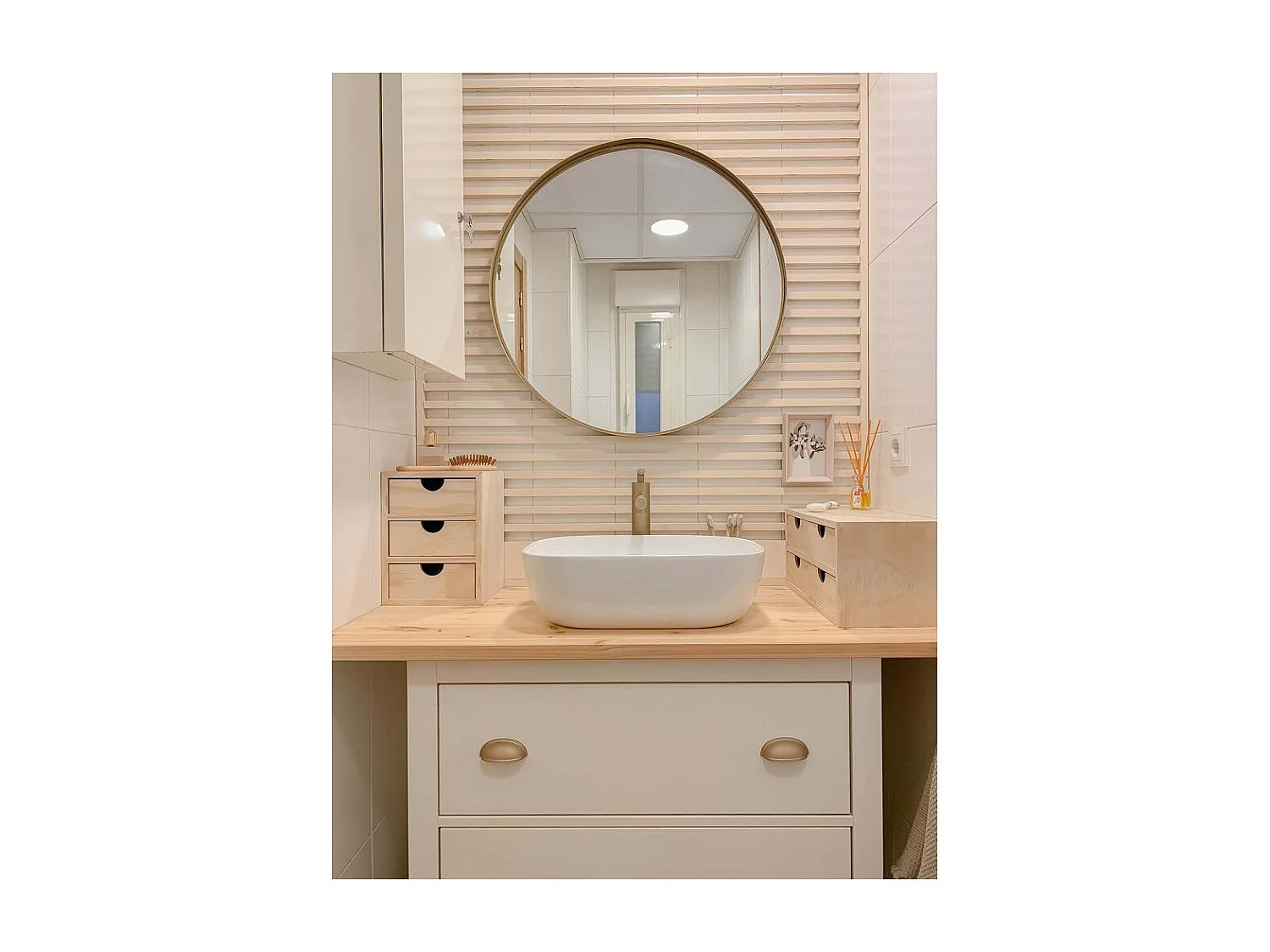 Mini rangement bloc en pin brut avec tiroirs 3 tiroirs