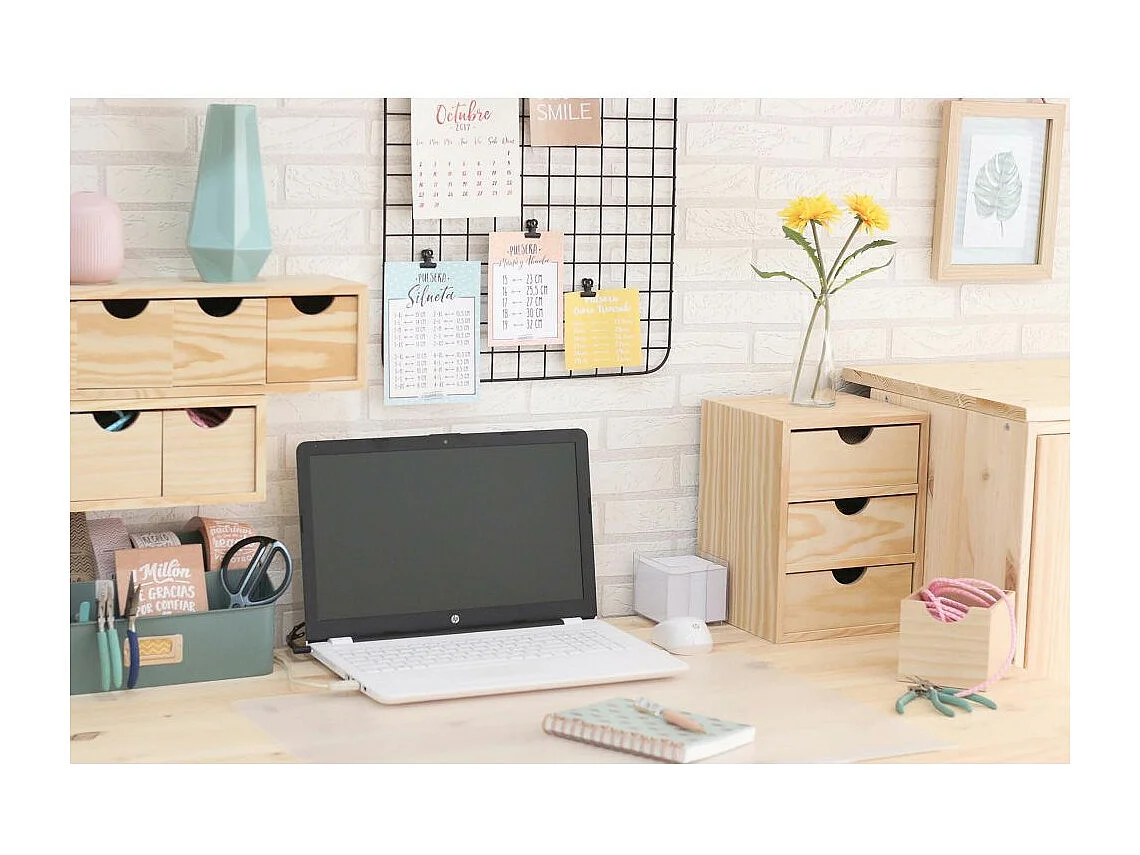 Mini rangement bloc en pin brut avec tiroirs 3 tiroirs