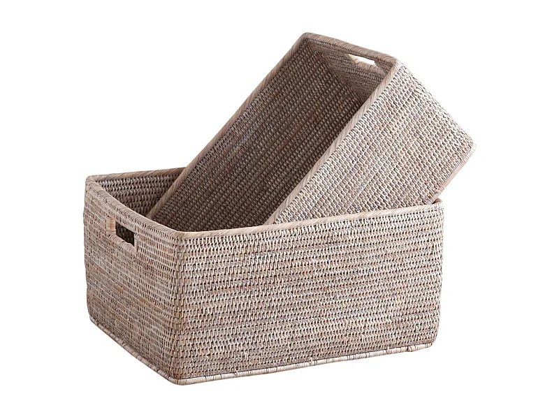 Corbeilles de rangement en rotin (Lot de 2)